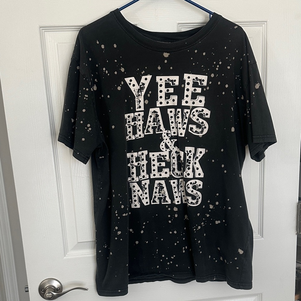 Black Graphic Tee with Splatter Design